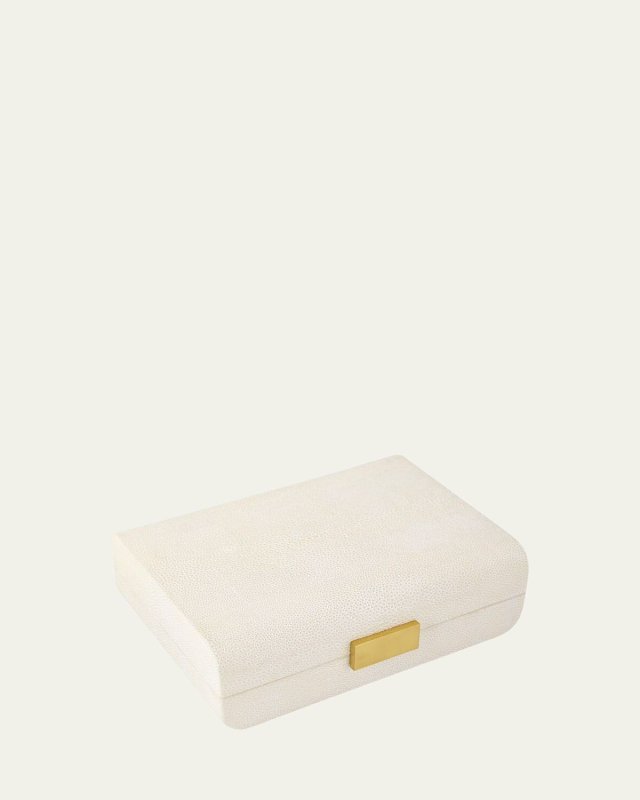 Cream Faux Shagreen Small Decorative Box